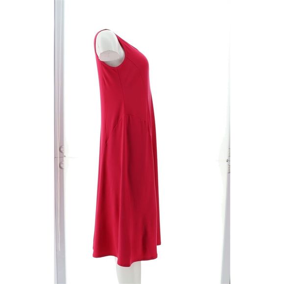Susan Graver Liquid Knit Slvless Midi Dress Brilliant Pink A480678G - Picture 6 of 7